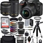 Nikon D3500 DSLR Camera with 18-55mm Lens, Nikon AF-P 70-300mm Lens and 18PC Accessory Bundle – Includes SanDisk Ultra 64GB SDHC Memory Card + Digital Slave Flash + 57″ Tripod + More