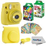 Fujifilm Instax Mini 9 Instant Film Camera – Fujifilm Instax Mini Instant Film, Twin Pack – Fujifilm Instax Mini Rainbow Film – Case for Fuji Mini Camera – Fuji Instax Accessory Bundle (Yellow)