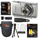 Canon Elph 180 Point and Shoot Camera (Silver) with Lexar 32GB, Camera Case, Memory Card Reader, Neck Strap, Cleaning Kit Bundle