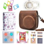 Hellohelio 7-in-1 Accessories Bundle Set for Instax Mini 8 8+ Instant Film Camera – Brown