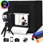 Portable Photo Studio Light Box,16inch Photography Lighting Tent kit,Shooting Lighting Softbox LED 5500k CRI95 & 6 Color Backdrops for Product Display