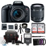 Canon EOS Rebel T7i Digital Camera: 24 Megapixel 1080p HD Video DSLR Bundle with Wide Angle 18-55mm Lens 64GB Mini Tripod Filter Kit & Flash – Professional Vlogging Sports & Action Cameras