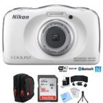 Nikon COOLPIX W100 13.2MP Digital Camera w/ 3X Zoom Lens (Renewed) with 16GB Bundle Includes, Sandisk Ultra SDHC 16GB Memory Card + Point and Shoot Field Bag Camera Case + Many More