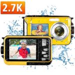 Waterproof Camera Underwater Camera Full HD 2.7K 48MP Waterproof Digital Camera for Snorkeling 16X Digital Zoom Point and Shoot Selfie Dual Screen