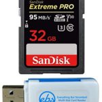 SanDisk 32GB Extreme Pro Memory Card works with Nikon D3400, D3300, D750, D5500, D5300, D500, AW130, W100, L840, A900, P530 Digital DSLR Camera SDHC 4K V30 UHS-I with Everything But Stromboli Reader