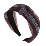 Hairband for Women Elastic Hairband Knot Color Big Wave Point Mesh Headband Sweet Headband Hairpin Hair Accessorie (Wine Red)
