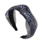 Hairband for Women Elastic Hairband Knot Color Big Wave Point Mesh Headband Sweet Headband Hairpin Hair Accessorie (Gray)