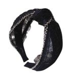 Hairband for Women Elastic Hairband Knot Bow Lace Point Mesh Headband Sweet Headband Hairpin Hair Accessorie (Black)