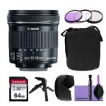 Canon EF-S 10-18mm f/4.5-5.6 is STM Wide Angle Lens w/Deluxe Photo Bundle – Includes : Commander Optics 67mm Filter Kit, 64GB Transcend Memory Card, Neoprene Lens Pouch and More