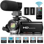 Video Camera Camcorder with Microphone, VideoSky FHD 1080P 30FPS 24MP Vlogging YouTube Cameras 16X Digital Zoom Camcorder Webcam Recorder with Remote Control, 3.0 Inch 270° Rotation Screen