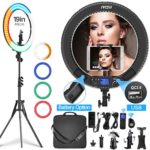 Ring Light with Remote Controller and Stand ipad Holder,Makeup LED Ring Lights 60W Bi-Color 3000K-5800K CRI?97 & TLCI ?99 with 4 Color Soft Filters for YouTube, Facebook Live,Twitch and Blogging