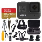 GoPro HERO8 Black Waterproof Action Camera w/Touch Screen 4K HD Video 12MP Photos +Sandisk Extreme 128GB Micro Memory Card + Hard Case + Head Strap + Chest Strap + Gopro Hero 8 – Top Value Accessories