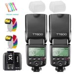 Godox 2X TT600 High Speed Sync 2.4G Wireless Camera Flash Speedlite Light with Godox X1T-N Remote Trigger Transmitter Compatible for Nikon Camera& 2X Diffuser& CONXTRUE USB LED