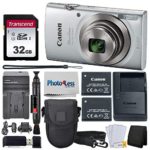 Canon PowerShot ELPH 180 Digital Camera (Silver) + Transcend 32GB Memory Card + Point & Shoot Camera Case + Replacement Battery & Charger + USB Card Reader + Memory Card Wallet + Lens Cleaning Pen