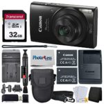 Canon PowerShot ELPH 190 Digital Camera (Black) + Point & Shoot Camera Case + Transcend 32GB SD Memory Card + Extra Battery & Worldwide Travel Charger + Top Value Accessory Bundle!
