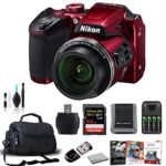 Nikon COOLPIX B500 Digital Point & Shoot Camera (Red) 26508 Bundle with SanDisk 64GB Extreme PRO Memory Card + Corel Mac Editing Software + More