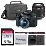 Canon EOS Rebel T7 Digital SLR Camera Bundle + EF-S 18-55mm f/3.5-5.6 is II + Canon 200ES Shoulder Bag + Transcend 64GB UHS-I U3 SD Memory Card Top Value Bundle!