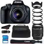 Canon EOS 4000D / Rebel T100 18.0 MP SLR – Black w/ 18-55mm DC III Lens Bundle – PixiBytes Up Close Lens Kit