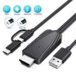 Onvian 2-in-1 USB Type C/Micro USB to HDMI Cable, 6.6ft MHL to HDMI Adapter 1080P HD HDTV Mirroring Charging Cable for All Android Smartphones to TV/Projector/Monitor