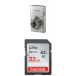 Canon PowerShot ELPH 180 Digital Camera (Silver) and SanDisk 32GB Memory Card