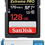 SanDisk 128GB SDXC SD Extreme Pro Memory Card Bundle Works with Nikon D3500, D7500, D5600 Digital DSLR Camera 4K V30 U3 (SDSDXXY-128G-GN4IN) Plus (1) Everything But Stromboli (TM) 3.0 SD/Micro Reader