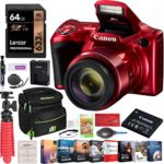Canon PowerShot SX420 Digital Camera w/ 42x Optical Zoom Ultra Wide-Angle Lens Wi-Fi & NFC Red 1069C001 Bundle with Deco Gear Travel Case + 64GB Card + Tripod + Software & Accessories Kit