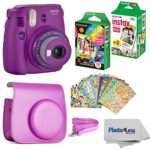 Fujifilm Instax Mini 9 Instant Camera (Purple) – Fujifilm Instax Mini Instant Film, Twin Pack – Fujifilm Instax Mini Rainbow Film – Case for Fuji Mini Camera – Fuji Instax Accessory Bundle