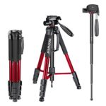 Neewer Portable 70 inches/177 centimeters Aluminum Alloy Camera Tripod Monopod with 3-Way Swivel Pan Head,Bag for DSLR Camera,DV Video Camcorder,Load up to 8.8 pounds/4 kilograms Red(SAB264)