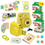 Fujifilm Instax Mini 9 Instant Camera w/Fujifilm Instax Mini 9 Instant Films (60 Pack) + A14 Pc Deluxe Bundle for Fujifilm Instax Mini 9 Camera (Yellow)