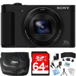 Sony Cyber-Shot HX80 Compact Digital Camera with 30x Optical Zoom Black Bundle with 64GB Memory Card, Point and Shoot Case, HDMI Cable and Accessories (8 Items)