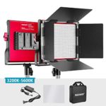 Neewer LED Video Light, Bi-Color Dimmable 660 Beads, Durable Metal Frame with U Bracket and Barndoor, 3200-5600K, CRI 96+ for Studio, YouTube, Product Portrait Photography, Video Shooting (Red)