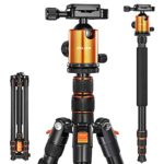 Joilcan 80-inch Tripod for Camera, Aluminum Tripod for DSLR,Monopod, Lightweight Tripod with 360 Degree Ball Head Stable for Travel and Work 18.5″-80″,19lb Load (Orange)