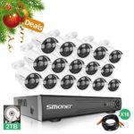 ?More Stable? SMONET 16 Channel Video Surveillance System,5-in-1 5MP Security Camera Systems(2TB Hard Drive),16pcs 1080P Indoor Outdoor Home Security Cameras,DVR Kits with Night Vision,Remote View