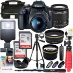 Canon EOS Rebel T7 DSLR Camera with EF-S 18-55mm f/3.5-5.6 iii Lens Plus Double Battery Tripod Cleaning Kit and Deluxe Case Accessory Bundle