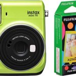 Fujifilm Instax Mini 70 – Instant Film Camera (Kiwi Green) and Instax Mini Rainbow Film Value Pack – 10 Images