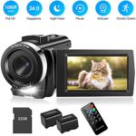 Video Camera Camcorder with 32GB Card Full HD 1080P 30FPS Digital Camera Vlogging Camera for YouTube 3.0 Inch LCD 270 Degrees IPS Screen LED