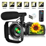 Video Camera Camcorder with Microphone & Remote 2.7K UHD 30FPS Vlogging Camera with 270° Rotation 3″ Touch Screen 30MP 16X Digital Zoom Night Vision Webcam Digital Camera for YouTube