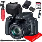 Canon Powershot SX70 20.3MP Digital Camera 65x Optical Zoom Lens 4K Video 3-inch LCD Tilt Screen (Black) + 32GB Bundle