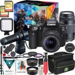 Canon EOS 90D Video Creator Kit DSLR Camera Bundle with Double Zoom 2 Lens 18-55mm + 75-300mm + DM-E100 Microphone + Wide & Telephoto Lens + Deco Gear Case + Filter Set + 64GB 32GB Card & Accessories