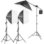 Neewer Photography Studio 600W Softbox Lighting Kit – 3 Packs 24×24 inches Softbox with 45W Fluorescent Light Bulb, Light Stands, Boom Arm and Sandbag for Portraits Video Shooting (US)
