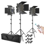 Neewer 3 Packs Advanced 2.4G 660 LED Video Light Photography Lighting Kit, Dimmable Bi-Color LED Panel with LCD Screen, 2.4G Wireless Remote and Light Stand for Portrait Product Photography