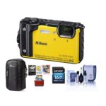 Nikon Coolpix W300 Point & Shoot Camera, Yellow – Bundle with 16GB SDHC Card, Camera Case, Cleaning Kit, Mac Software Package