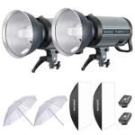Neewer 1200W Studio Strobe Flash Photography Lighting Kit: (2) 600W Monolight with 2.4G Wireless Trigger,(2) Lampshade,(2) Softbox, (2) Reflector Umbrella for Shooting Bowens Mount(Q600N)