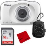 Nikon COOLPIX W150 13.2MP Waterproof Point & Shoot Digital Camera (White) 16GB Bundle