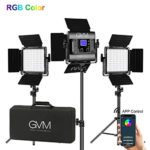 GVM RGB LED Video Lighting Kit, 800D Studio Video Lights with APP Control, Video Lighting Kit for YouTube Photography Lighting, 3 Packs Led Light Panel, 3200K-5600K, 8 Kinds of The Scene Lights