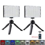GVM 2 Pack RGB LED Camera Light Full Color Output Video Lights with APP Control CRI97 Dimmable 3200K-5600K Light Panel for YouTube DSLR Lighting, with Battery, Stand, Filter