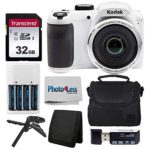 Kodak PIXPRO AZ252 Astro Zoom 16MP Digital Camera (White) + Point & Shoot Camera Case + Transcend 32GB SD Memory Card + Rechargeable Batteries & Charger + USB Card Reader + Table Tripod + Accessories