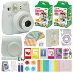 Fujifilm Instax Mini 9 Instant Camera Smokey White with Carrying Case + Fuji Instax Film Value Pack (40 Sheets) Accessories Bundle, Color Filters, Photo Album, Assorted Frames, Selfie Lens + More