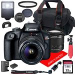 Canon EOS Rebel T100 DSLR Camera w/Canon EF-S 18-55mm F/3.5-5.6 III Zoom Lens + Case + 32GB SD Card (15pc Bundle)