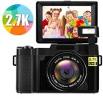 Digital Camera 2.7k 24MP Ultra HD Vlogging Cameras for YouTube 3.0 Inch 180 Degree Rotation Flip Screen with Retractable Flash Light